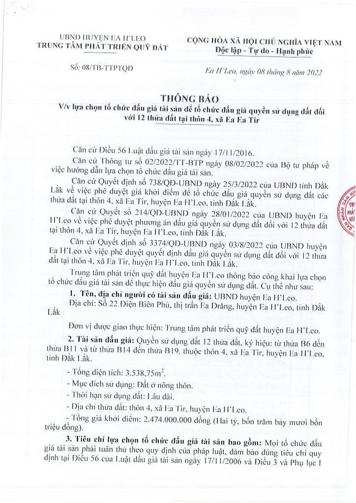 thông báo lựa chọn tổ chức đấu giá tài sản-1